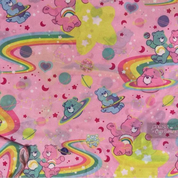 Dolls Kill x Care Bears Mesh Long Sleeve Lettuce Hem Pink Top Size Small - Picture 5 of 7